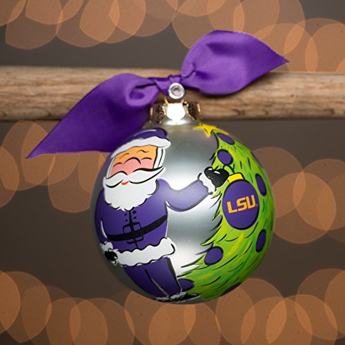 Glory Haus LSU Santa Glass Ball Ornament