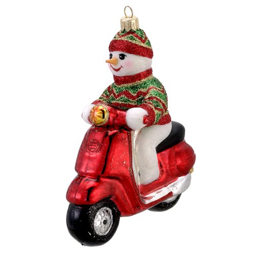 David Strand Kurt Adler Glass Roman Holiday Snowman Ornament, Zigzag, 6.3-Inch