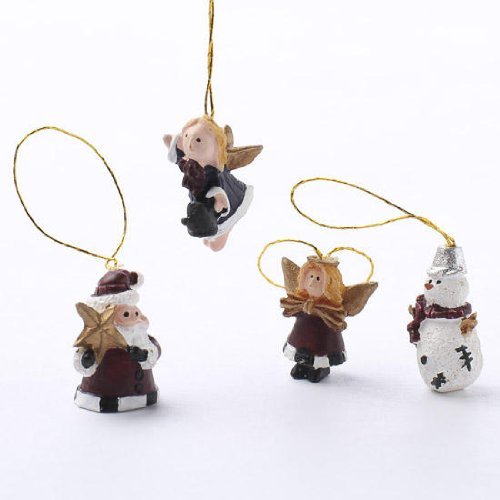 Set of 18 Mini Tree Ornaments Package Toppers Miniature Santa Snowman Angel