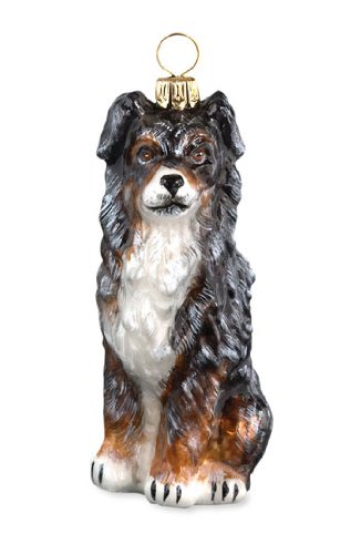 Joy to the World Collectibles European Blown Glass Pet Ornament, Australian Shepherd