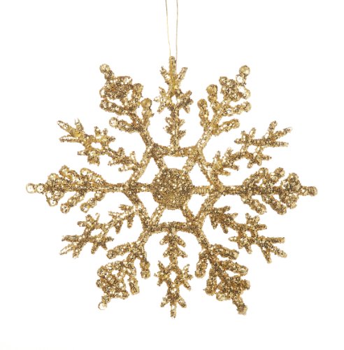 Darice 1629-45 10-Piece Snowflake Ornament, 4-Inch, Glittered Gold