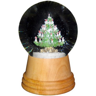 Alexander Taron Perzy Snowglobe, Medium Christmas tree with wooden base – 5″H x 3″W x 3″D