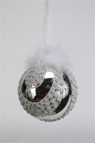 Feather Pattern Glass Ball Ornament (Pack Of 6)