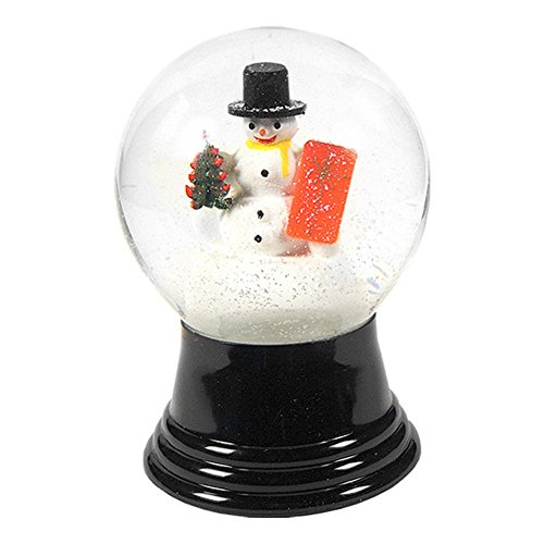 Alexander Taron Perzy Snowglobe, Medium Snowman with gift – 5″H x 3″W x 3″D
