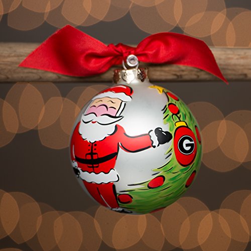 Glory Haus University of Georgia Santa Glass Ball Ornament