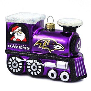NFL Baltimore Ravens Blown Glass Train Ornament