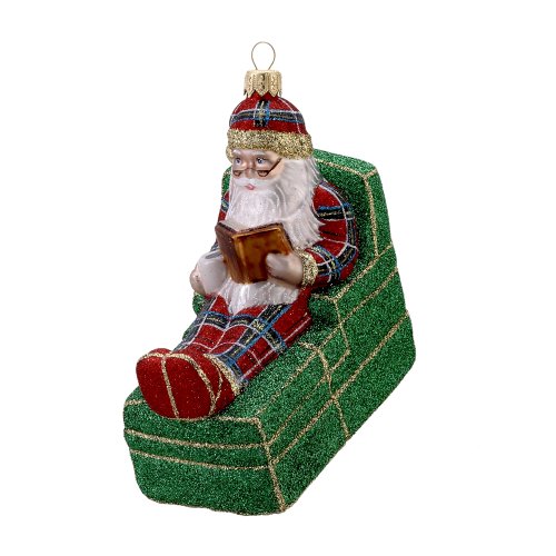 David Strand Kurt Adler Glass Santa Bedtime Story Stewart Ornament, 5.3-Inch