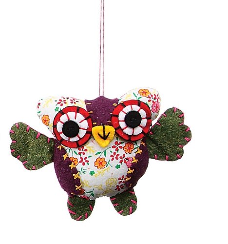 Creative Co-op Fabric Owl Ornament, Choice of Colors (brown)