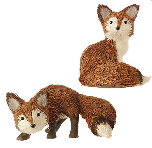 5.5″ Snowy Time Dried Grass Sitting Brown Fox Christmas Ornament