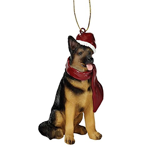 Design Toscano JH576320 German Shepherd Holiday Dog Ornament Sculpture, Full Color