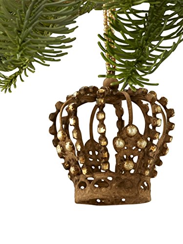 Sage & Co. XAO17062 Antique Pearl Crown Ornament, 4.75-Inch