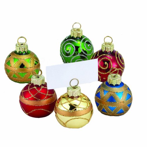 1.57″ GLASS PLACECARD HOLDER ORNAMENTS 6PC.