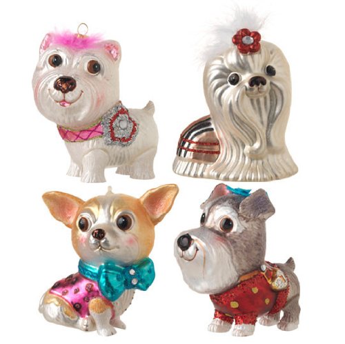RAZ Imports – Multicolored Glass Dog Ornaments
