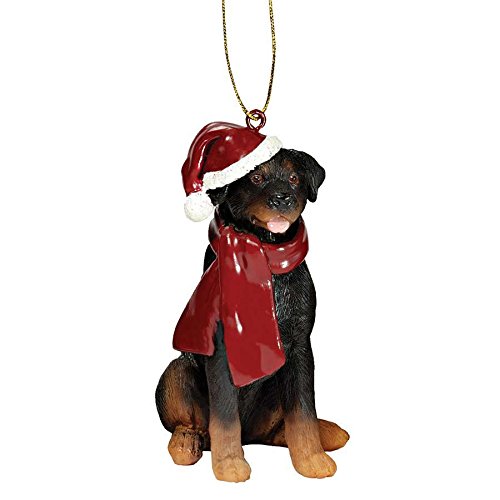 Design Toscano JH576316 Rottweiler Holiday Dog Ornament Sculpture, Full Color