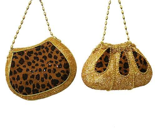 Leopard Purse Ornaments Set of 2 -Christmas Holiday Gifts