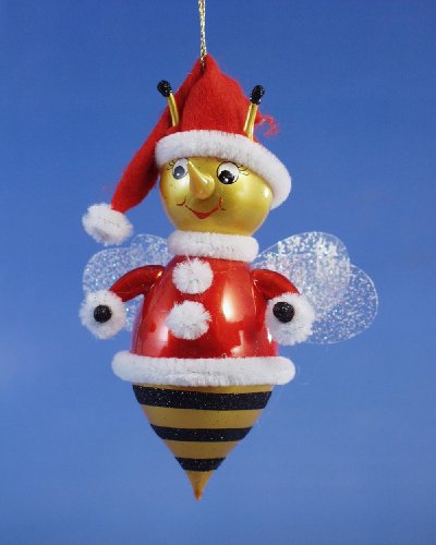 De Carlini Santa Bee Italian Glass Christmas Ornament