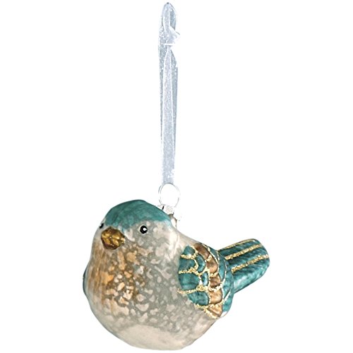 Sage & Co. XAO13877BL Chubby Bird Glass Ornament, 5-Inch