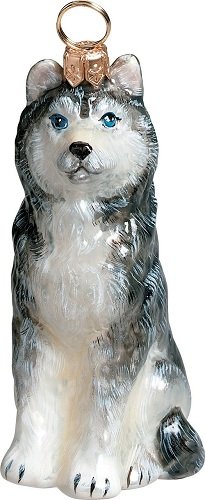 Joy to the World Collectibles European Blown Glass Pet Ornament, Siberian Husky