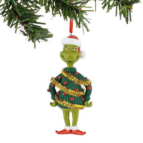 Department 56 Grinch Tinsel Sweater Ornament, 4-Inch