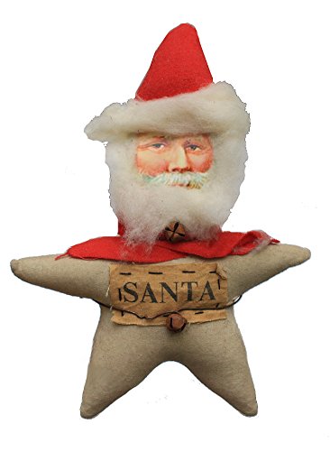 Primitives by Kathy, Jenn Steffa Vintage Stuffed Santa Canvas Star Christmas Ornament