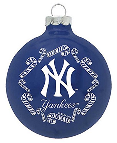 New York Yankees MLB 2 5/8” Painted Round Candy Cane Christmas Tree Ornament