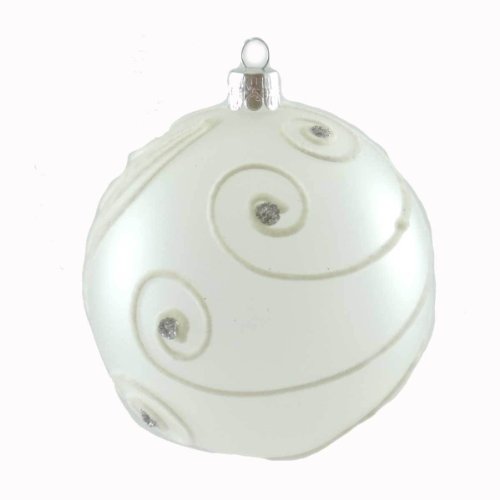 Holiday Ornament SWIRL BALL FROSTED WHITE CZ3065 Christmas Jim Marvin Glass New