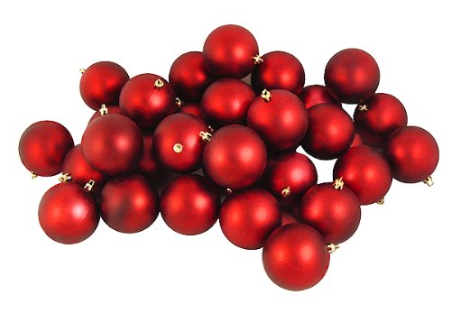 32ct Shatterproof Matte Red Hot Christmas Ball Ornaments 3.25″ (80mm)