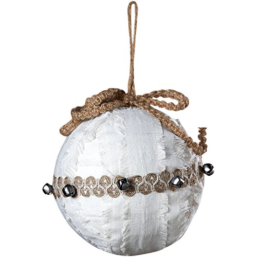 Sage & Co. XAO13689BQ Torn Linen and Jingle Bell Ornament