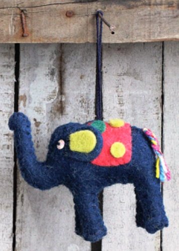 Creative Co-op Felt Elephant Ornament, Choice of Color (blue)