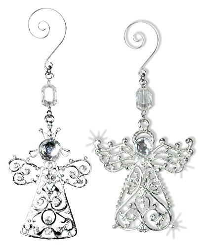 Angel Ornaments – Set of 2 Crystal and Metal Angel Ornaments – Christmas Ornament with Sparkling Crystals and Filigree – Comes in a Gift Box – Holiday Decorations, Christmas Tree Ornaments, Xmas, Angel Wings Angel Ornaments – Set of 2 Crystal and Metal Angel Ornaments – Christmas Ornament with Sparkling Crystals and Filigree – Comes in a Gift Box – Holiday Decorations, Christmas Tree Ornaments, Xmas, Angel Wings