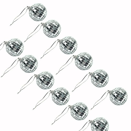 Cosmos ® 12 pcs 1.8 Inch Disco Ball Mirror Party Christmas Xmas Tree Ornament Decoration with Cosmos Fastening Strap