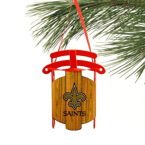 NFL New Orleans Saints Metal Sled Christmas Ornament – 3.5″