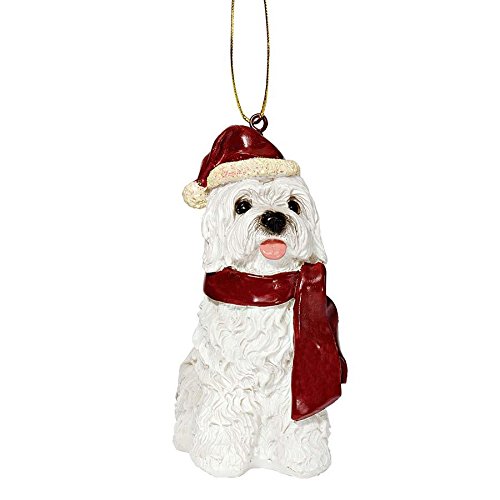 Design Toscano JH576311 Maltese Holiday Dog Ornament Sculpture, Full Color