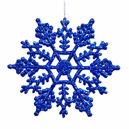 Club Pack of 24 Lavish Blue Glitter Snowflake Christmas Ornaments 4″