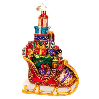 Christopher Radko Sleigh Pile Up Glass Christmas Ornament 2014