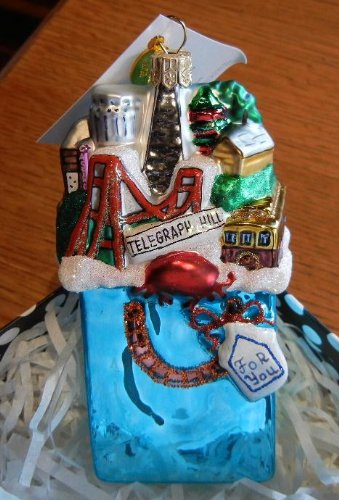 San Francisco “In a Bag” Christmas Ornament By Artist Michael Storring: Hand Blown Glass From Poland- Beautiful Gift Box!
