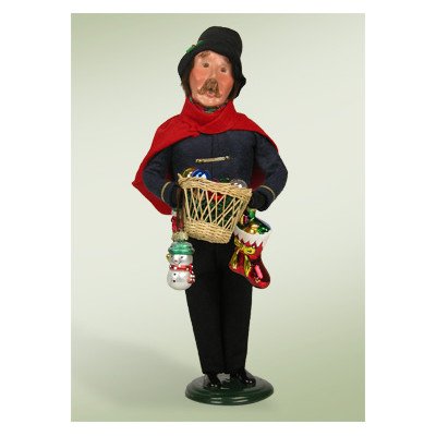 13″ Crier of London Selling Glass Ornaments Christmas Caroler Figurine