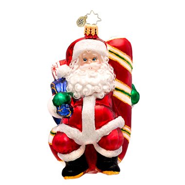 Christopher Radko Candy Swing Delight Santa Glass Christmas Ornament 2014