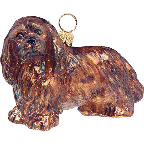 The Pet Set Blown Glass European Dog Ornament by Joy to the World Collectibles – Ruby Cavalier King Charles Spaniel Dog