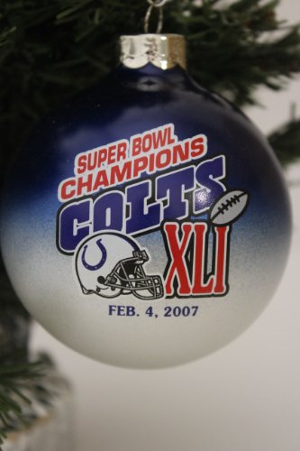 Indianapolis Colts NFL “SUPER BOWL XLI CHAMPIONS” Traditional 3″ Glass Christmas Ornament
