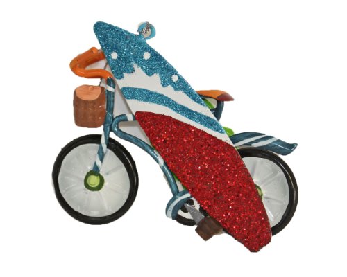 St. Nicholas Square Beach Time Christmas Ornament (Bike & Surf Board)