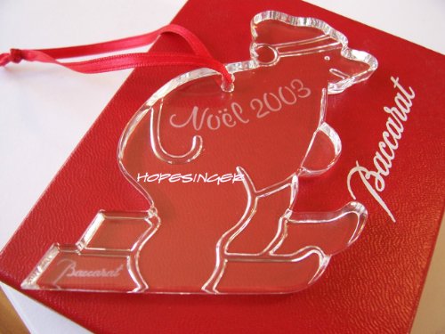 BACCARAT Crystal 2003 Skiing Bear ORNAMENT