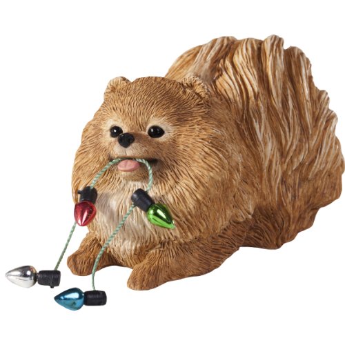 Sandicast Orange Pomeranian Holding Holiday Lights Christmas Ornament