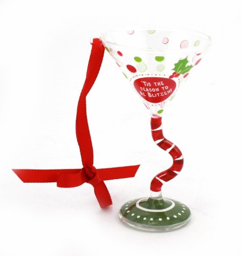 Ganz “Tis The Season To Be Blitzen” Glass 4-Inch Martini Christmas Ornament