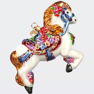 Jay Strongwater Carousel Horse Glass Ornament