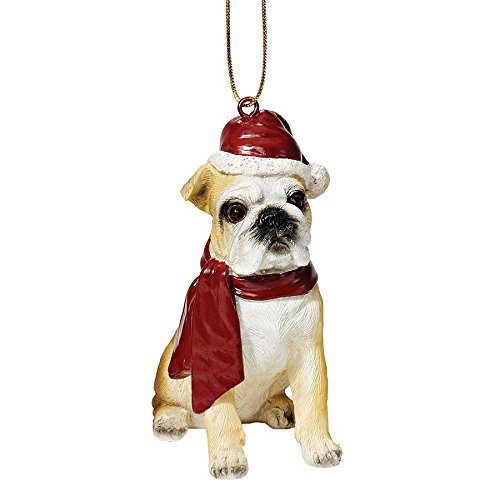 Design Toscano JH576304 Bulldog Holiday Dog Ornament Sculpture, Full Color