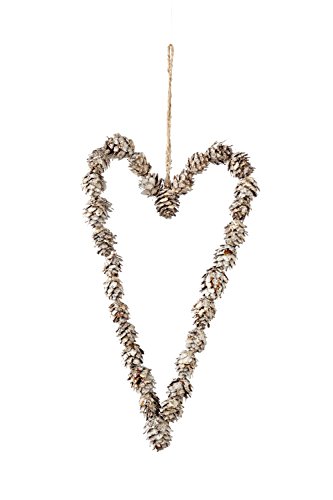 Sage & Co. XAO16586WH Pinecone Heart Ornament, 8-Inch