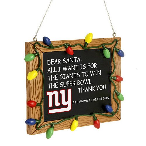 New York Giants Official NFL 3 inch x 4 inch Chalkboard Sign Christmas Ornament