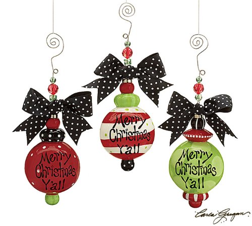 Set of 3 “Merry Christmas Y’all” Christmas Tree Ornaments Festive Southern Holiday Decor