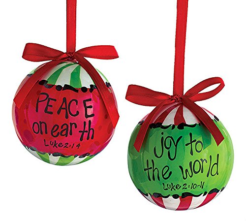 Peace and Joy Christmas Tree 3″ Ball Ornament – Xmas Holiday Novelty Hanging Decorative Accessory (2)